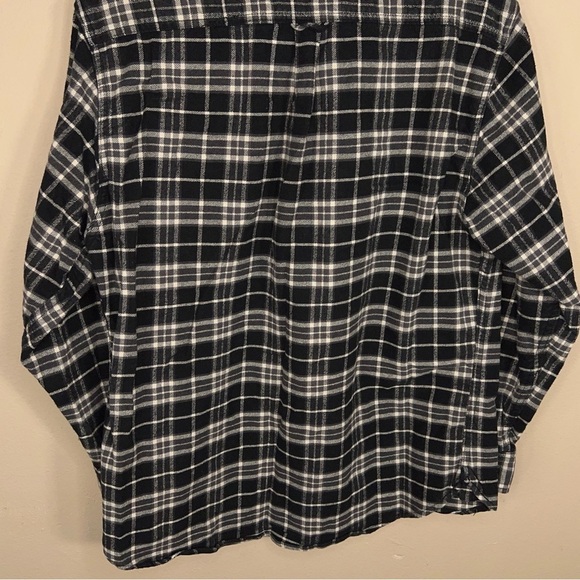 LARGE JACHS MENS THICK FLANNEL BUTTON FRONT SHACKET BLACK WHITE COTTON - Picture 11 of 16